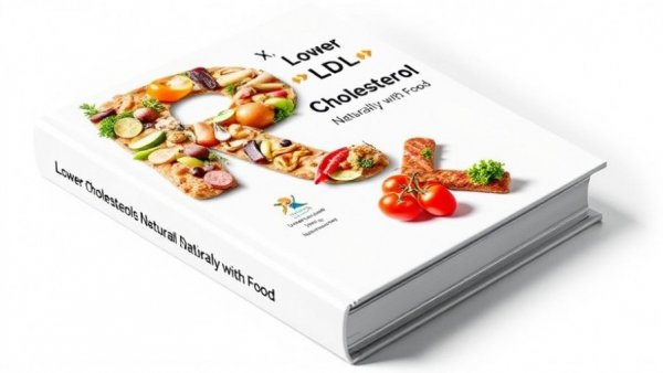 Book cover 'Lower LDL Cholesterol Naturally with Food' shows longevity nutrition.