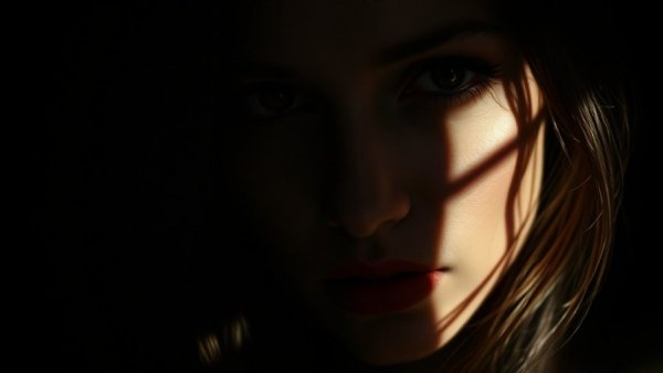 Clarity in branding through dramatic light on a woman's face.