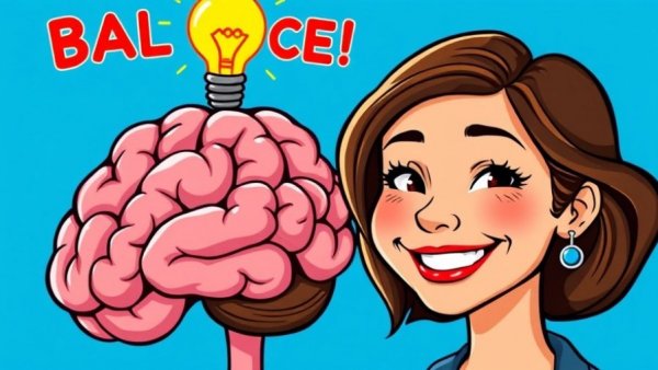 Cortisol and Menopause: woman with brain and lightbulb illustration.