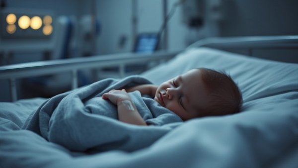 Infant in hospital bed amid rising rotavirus cases.