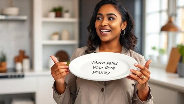 Professional woman discussing best food before bed in a stylish kitchen.