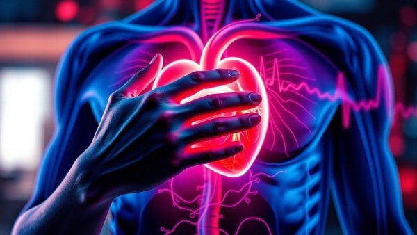 Illustration of heart and EKG lines showcasing reprogrammed cardiomyocytes.