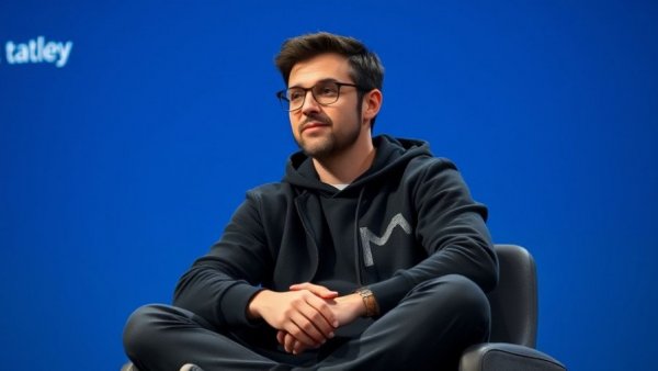 Casual gentleman discussing best marketing tools for SMBs, on-stage setup.