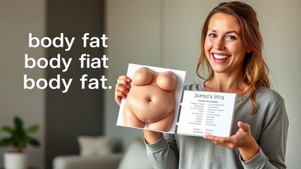 Woman explains with body fat model for fasting schedule longevity.