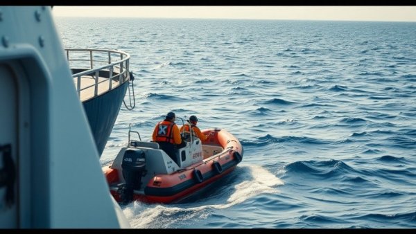 Medical team on a rescue boat addressing public health outbreaks at sea.