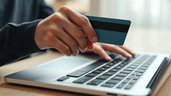 Person shopping online with credit card, checkout abandonment concept.