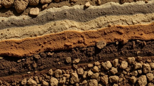 Layered soil composition showcasing textures and colors in AI soil science.