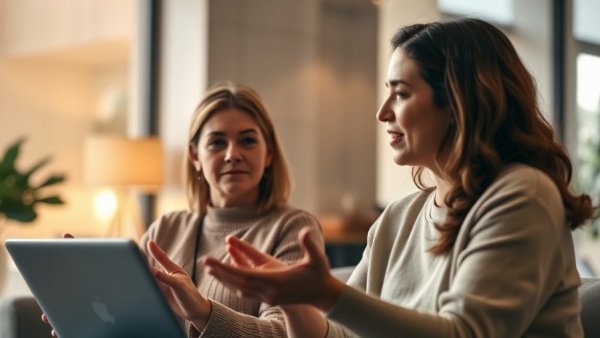 Virtual discussion on longevity and wellness between two women indoors.
