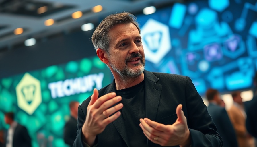 Person speaking at a tech conference on blurred lines of government service.