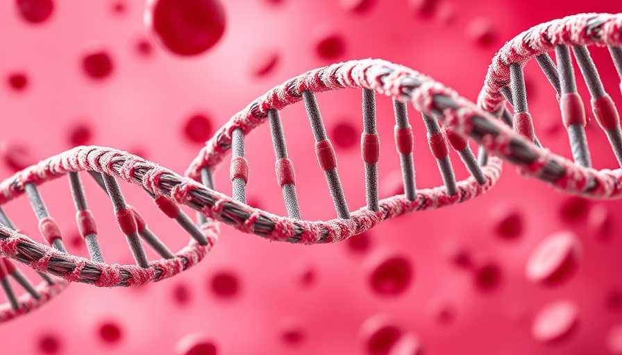 DNA strands and cells in longevity science news illustration.