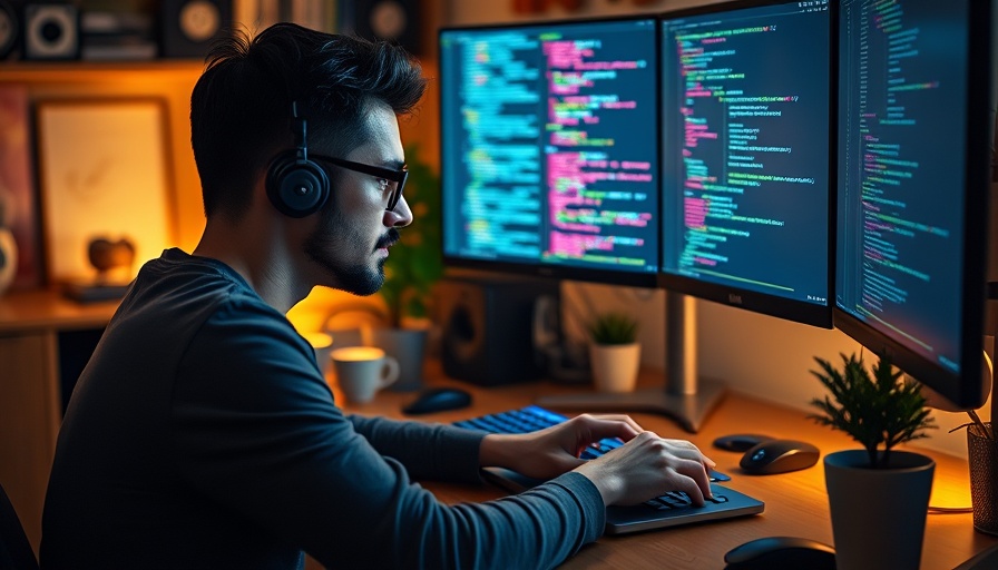 Programmer analyzing code related to CSS class names and SEO in home office.