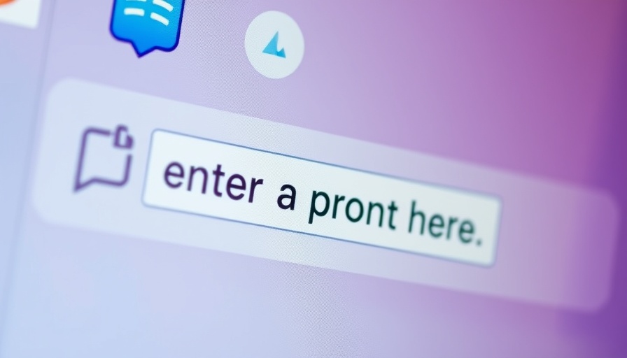 AI prompts input screen and icons on desktop for social media marketing.