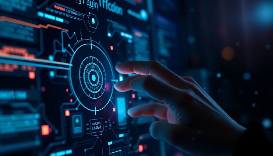 Futuristic digital display with hand analyzing data for local business marketing.