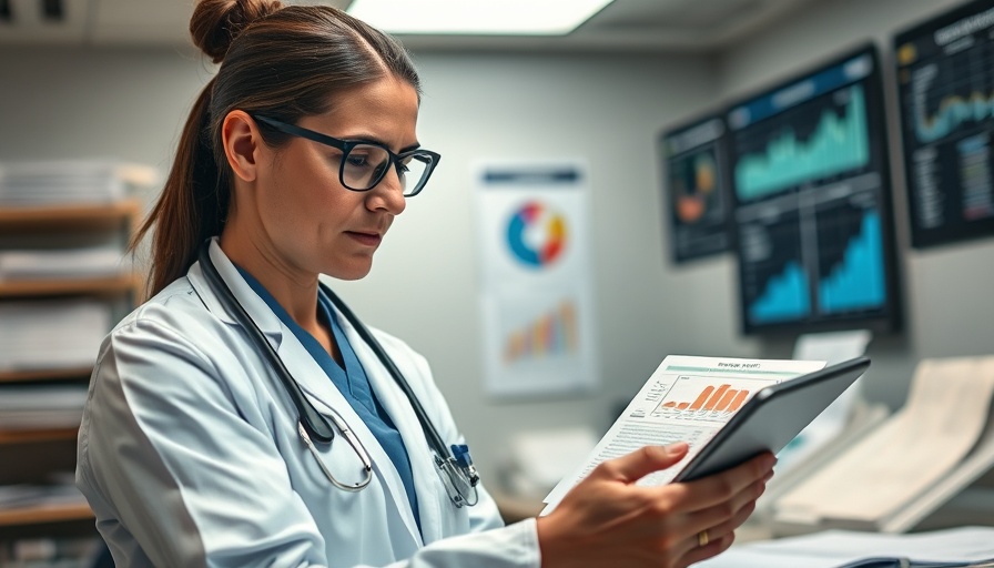 Healthcare professional evaluating patient charts for assessment of nutritional status in chronic diseases.