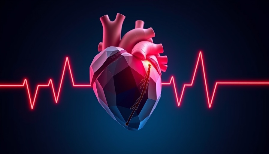 Digital illustration linking inflammation and heart disease with a glowing heart.