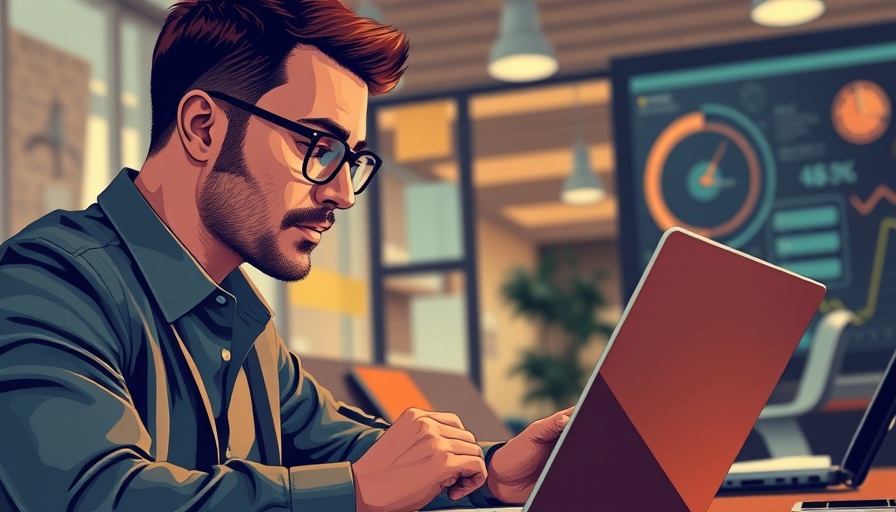 Focused businessman conducting content research for SMB success.