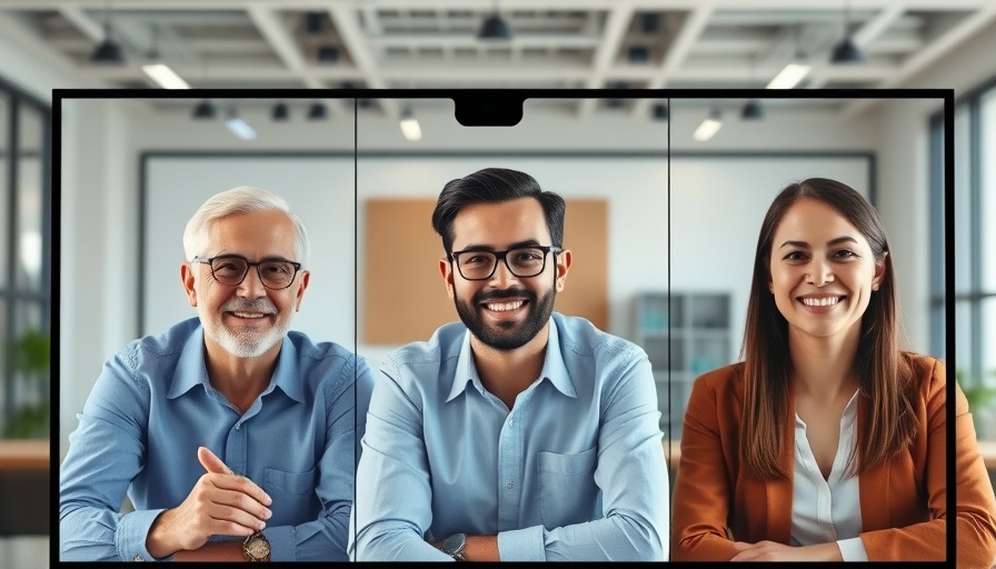 Virtual meeting discussing AI threat to SEO with smiling participants.