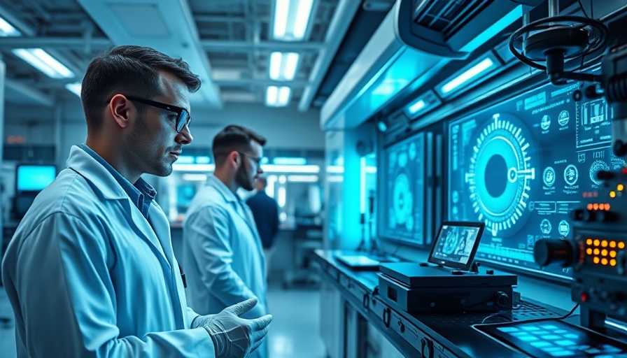 Futuristic lab with holograms conducting telomere research.