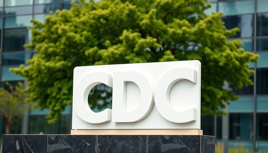 CDC headquarters sign with modern building in the background.