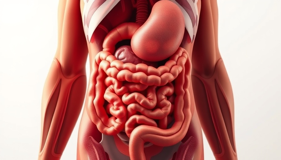 Illustration of gut health and abdominal obesity link, focusing on digestive system.