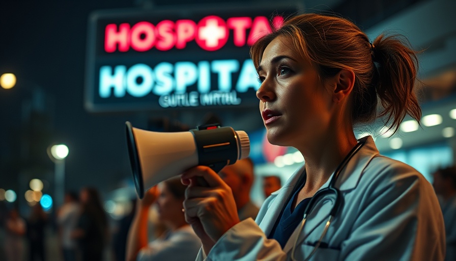 Doctors joining unions night protest outside hospital.
