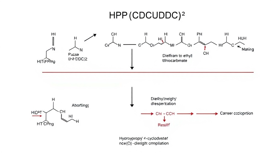 Chemical diagram of HPβCD-Cu(DDC)2 glioblastoma treatment process.