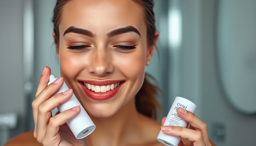 Woman applying skincare serum, promoting collagen supplements.