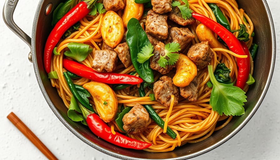 Colorful keto stir-fry dish with vibrant vegetables and meat.