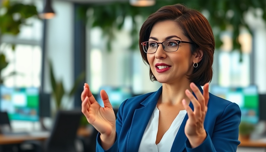 Professional woman discussing causes of inflammation in modern office.
