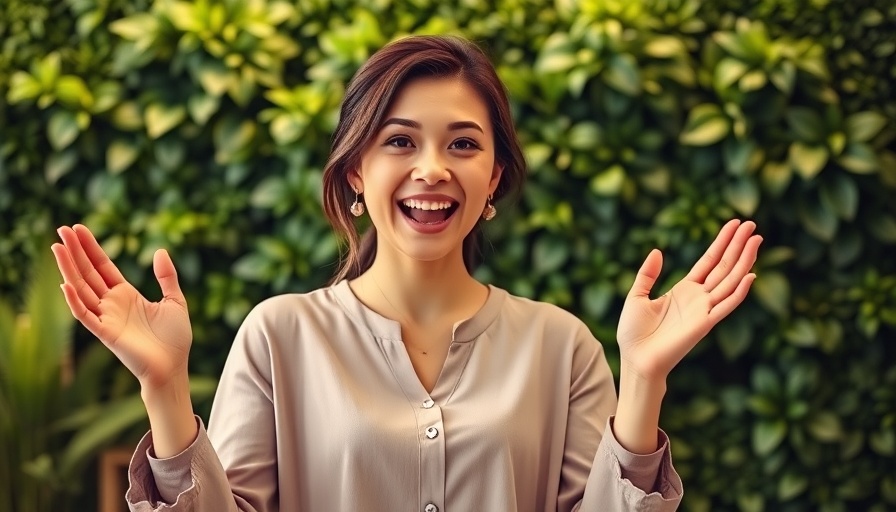 Woman discussing detox benefits for longevity against plant wall.