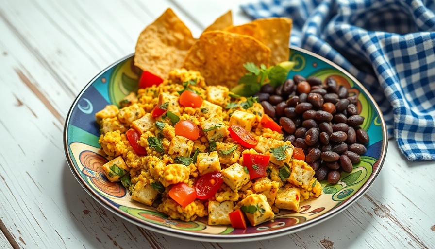 Healthier struggle meals with scrambled tofu, beans, and chips