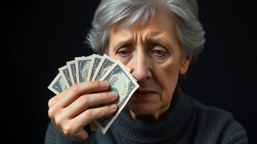 Older woman showing stress with money, related to Millionaire Early Retirees Healthcare Subsidies.