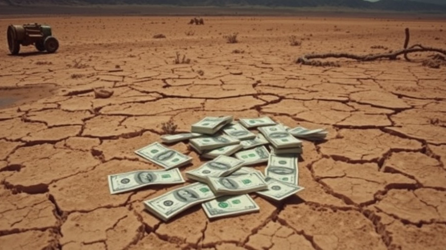Dry landscape with dollar bills symbolizing rich millionaires liquidity.