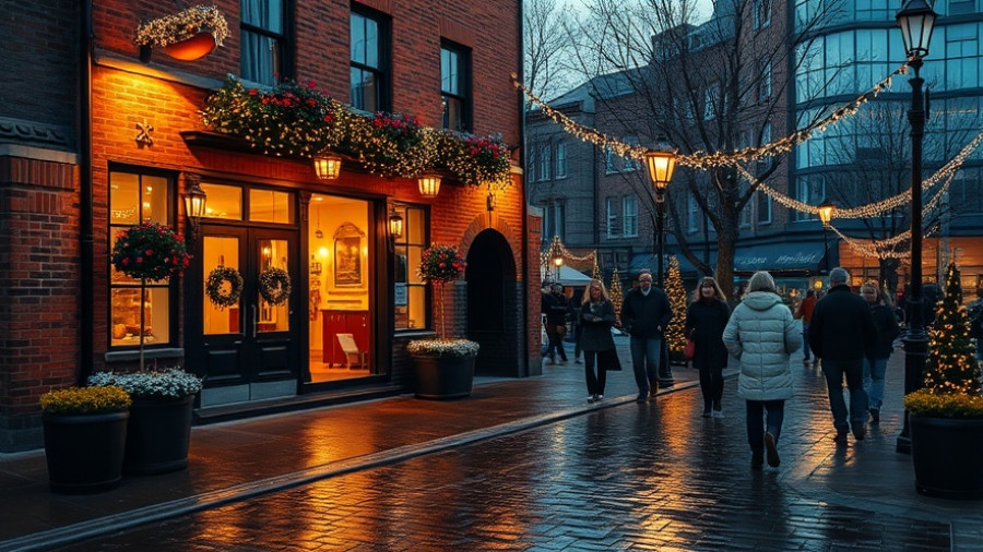 Hallmark Inspired Holiday Season in Columbus scene with festive lights.