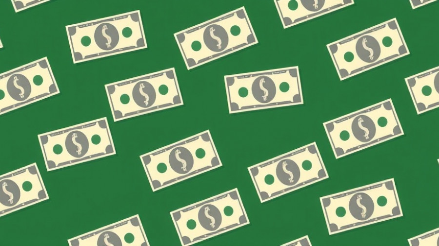 Pattern of stylized hundred-dollar bills on a green background.