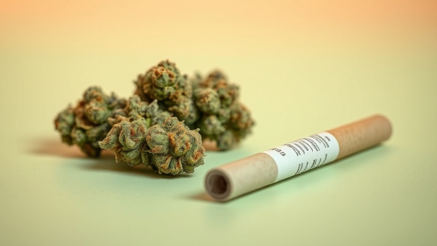 Cannabis buds and a joint on a green surface, linked to health issues.