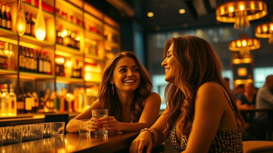 Lively bar scene with women socializing during New Year's Eve celebrations in Columbus.