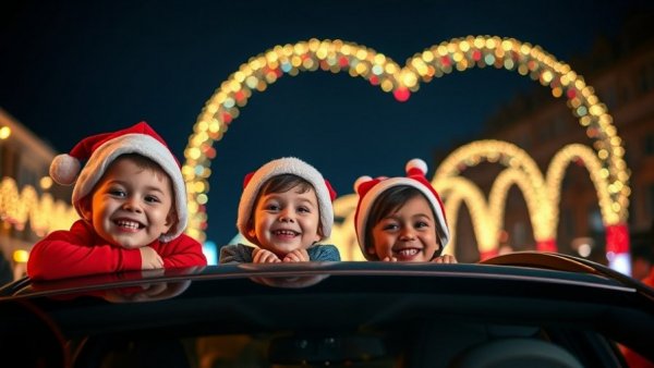 Children enjoying Butch Bando's Fantasy of Lights, festive holiday scene.