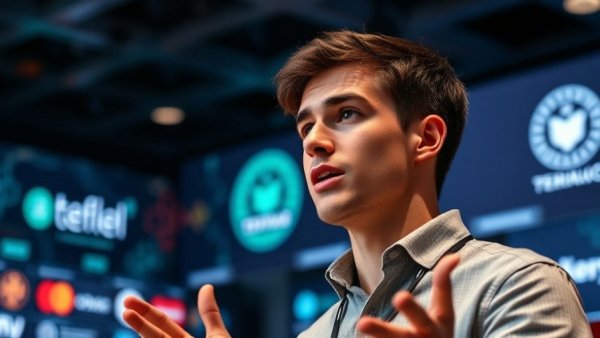 Young man discussing Cluely startup growth strategy at TechCrunch Disrupt.