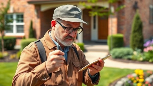Importance of home inspections illustrated by a focused inspector with a magnifying glass.