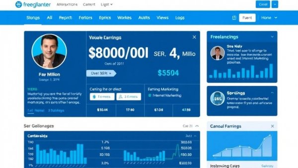 Freelancing success profile with earnings and credentials.