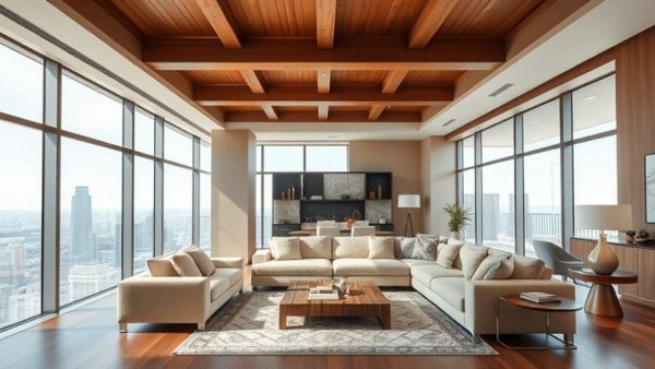 Luxurious Miranova condo living room with stunning skyline views.