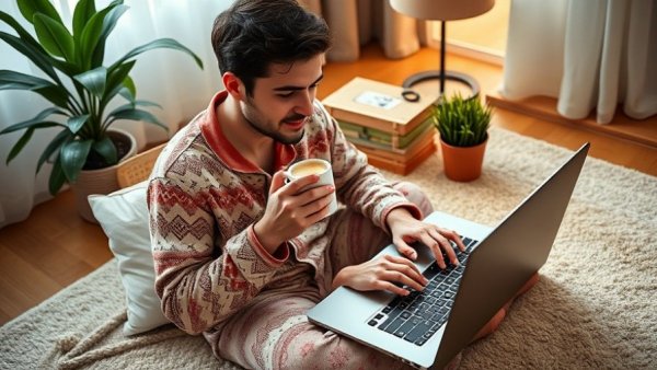 Home office side hustle setup with laptop.