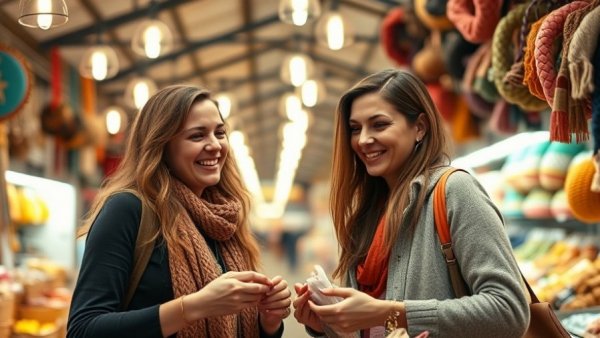 Two women shopping at Not Your Mama’s Craft Market indoors.
