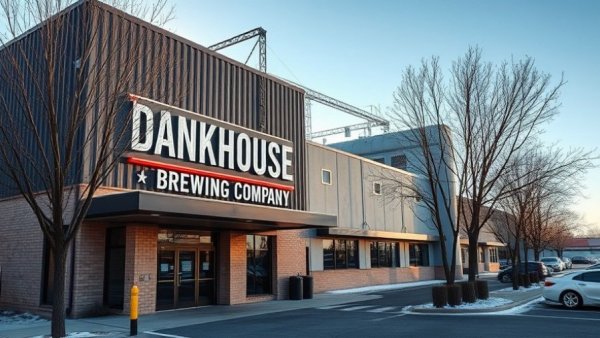 DankHouse Brewing Olde Towne East brewery exterior on a sunny day.