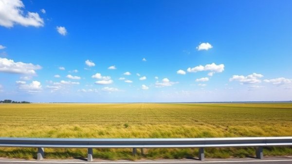 Open field under clear sky viewed from roadside for New Albany data center expansion.