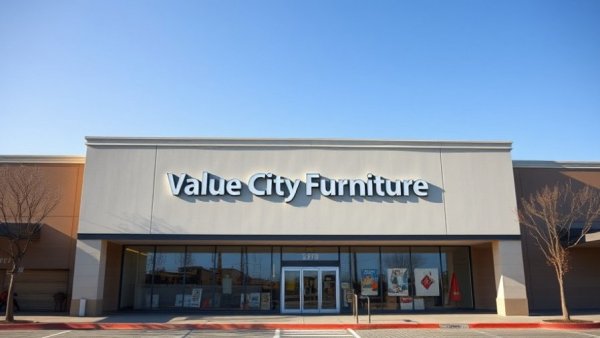 Impact of Value City Furniture closure shown by the storefront under morning light.