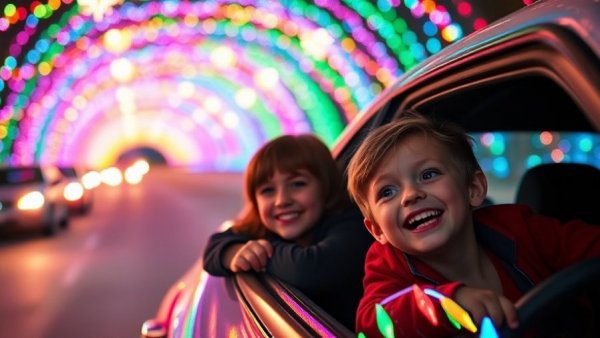 Children enjoy Drive Through Christmas Lights Displays Columbus.