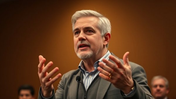 Middle-aged man speaks passionately about AWS re:Invent 2025 news.