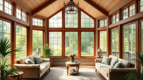 Elegant sunroom in custom-built home in Walhalla Ravine, cozy ambiance